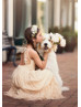 Champagne Jersey Lace Twirl Flower Girl Dress